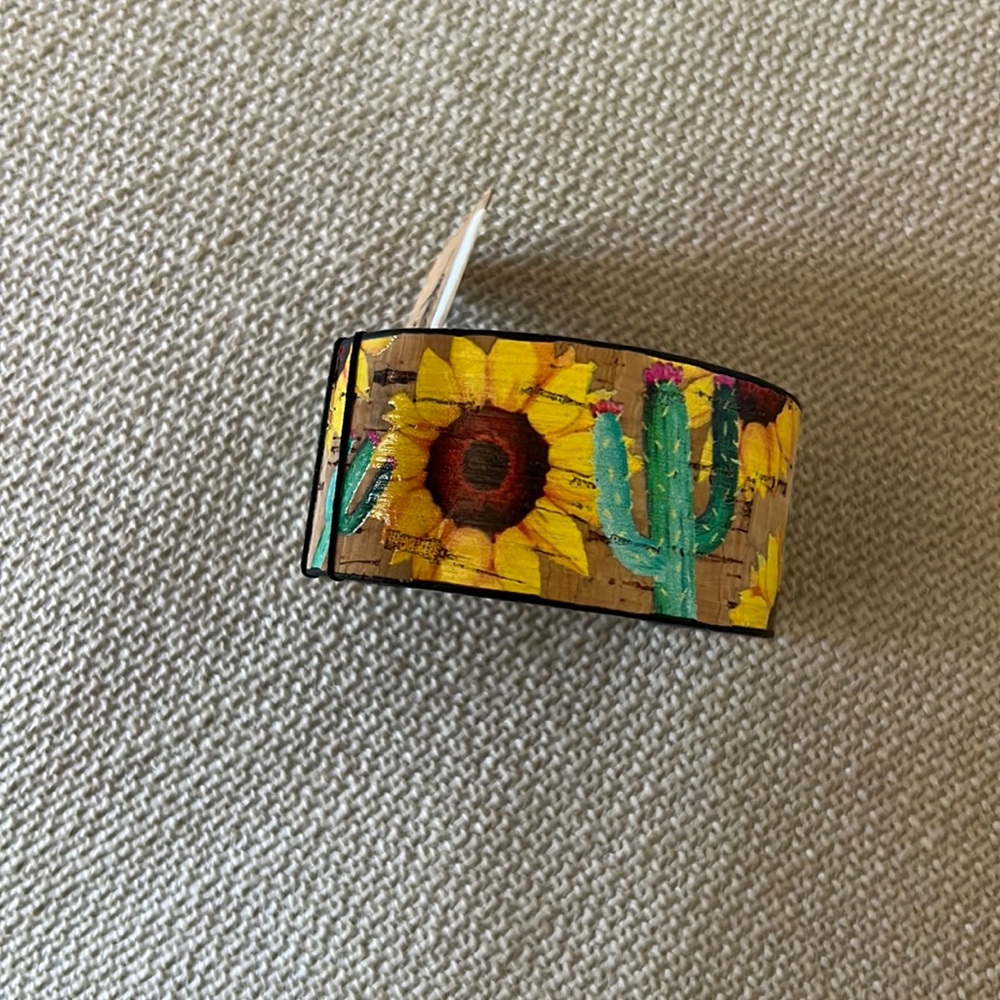 Cactus sunflower cuff bracelet